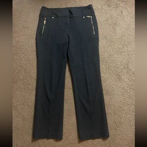 Anne Klein Dress pant Gray/w Gold accents Pockets Stretch Straight Leg 6P
